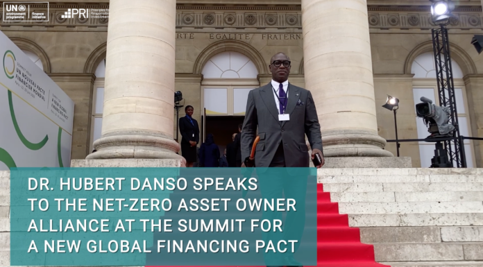 Dr. Hubert Danso speaks to the Net-Zero Asset Owner Alliance at the Summit for a New Global Financing Pact